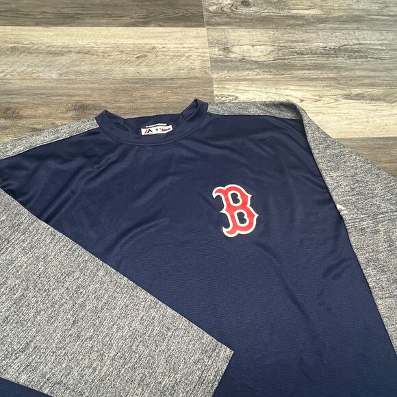 Majestic‎ Thermabase Boston Red Sox Navy Blue Gray Mens 4XLT Long Sleeve Shirt - Picture 2 of 5